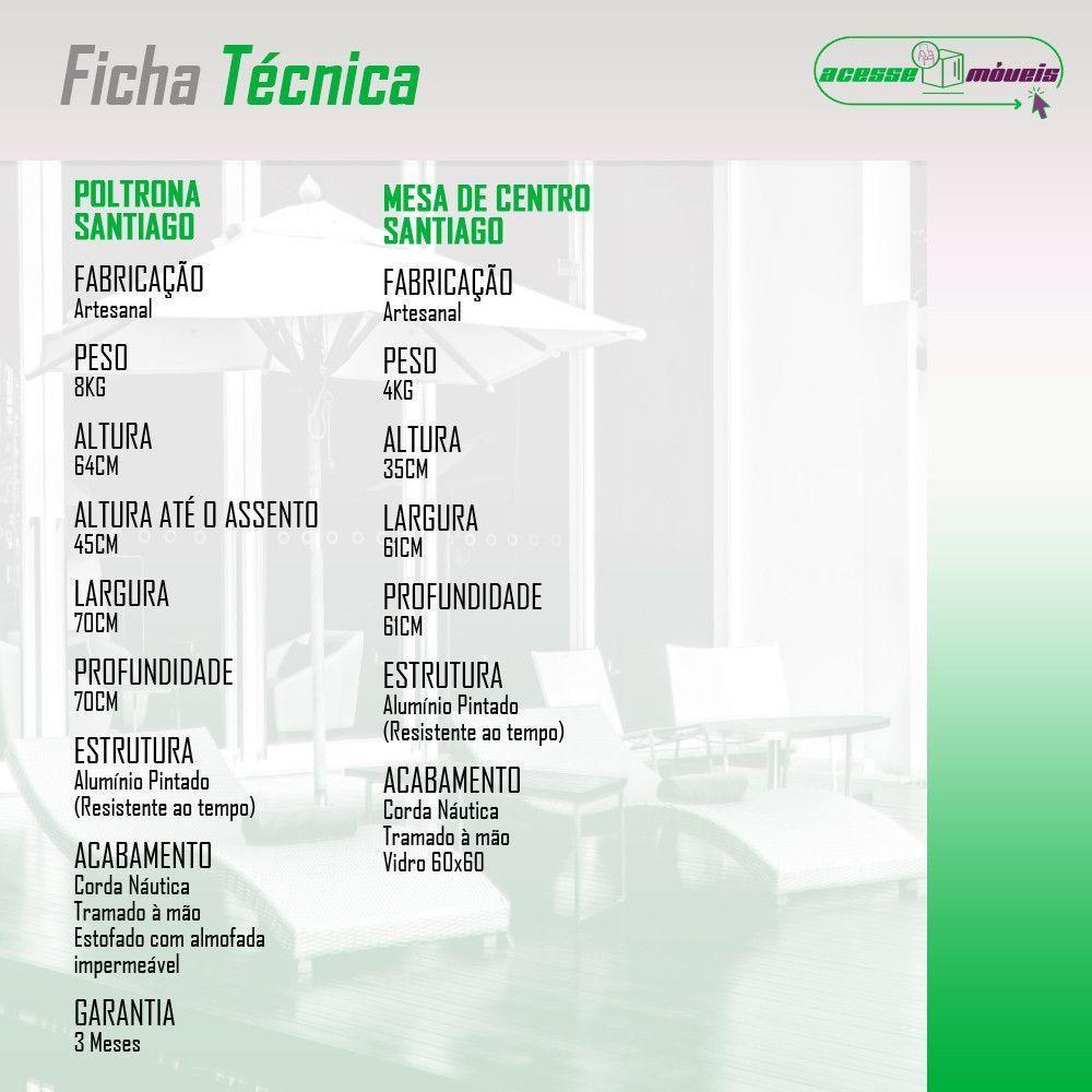 Conjunto 2 Poltronas E Mesa Centro Corda Náutica Santiago Preto-preto - 2