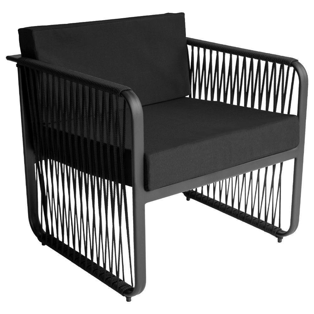 Conjunto 2 Poltronas E Mesa Centro Corda Náutica Santiago Preto-preto - 5