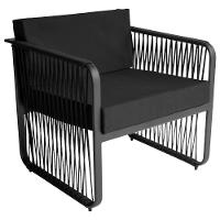 Conjunto 2 Poltronas E Mesa Centro Corda Náutica Santiago Preto-preto - 5