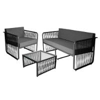 Conjunto 3 Peças Em Alumínio E Corda Náutica Santiago Preto-cinza - 1