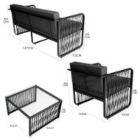 Conjunto 3 Peças Em Alumínio E Corda Náutica Santiago Preto-cinza