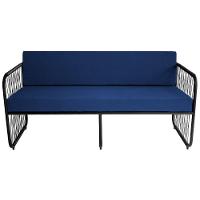 Conjunto 1 Poltronas E Namoradeira Fibra Sintética Córdova Preto-azul - 5