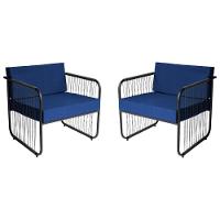 Conjunto 2 Poltronas área Externa Fibra Sintética Córdova Preto-azul - 1