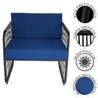 Conjunto 2 Poltronas área Externa Fibra Sintética Córdova Preto-azul - 3