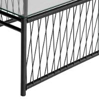 Conjunto 2 Poltronas E Mesa Centro Fibra Sintética Córdova Preto-preto - 5