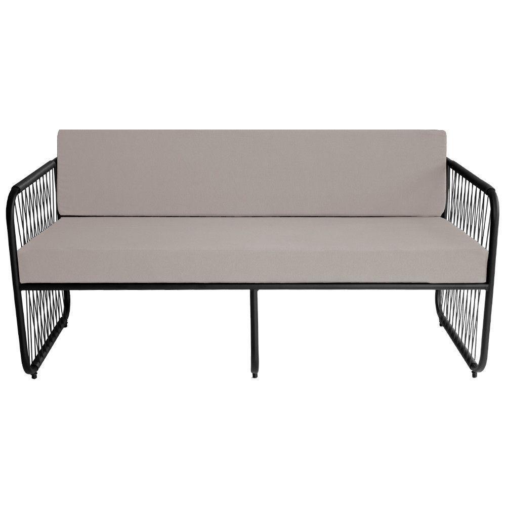 Conjunto 2 Poltronas E Namoradeira Fibra Sintética Córdova Preto-branco - 4