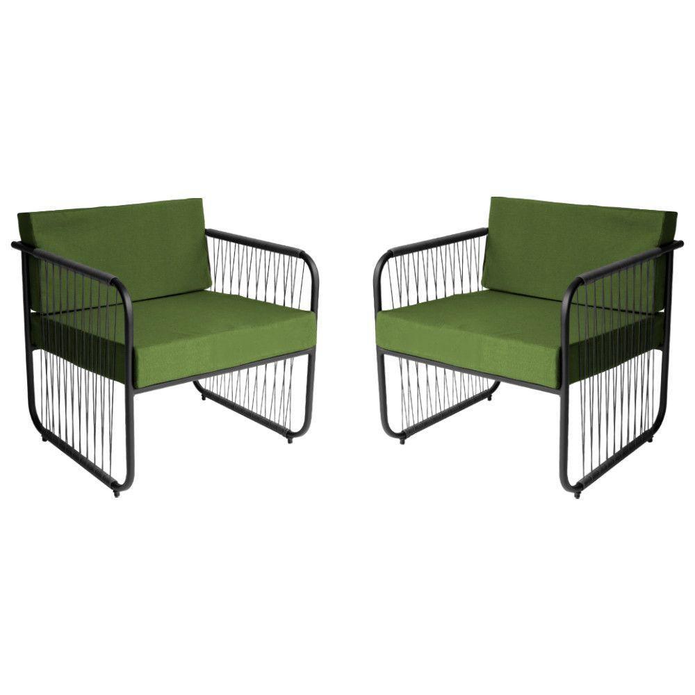Conjunto 2 Poltronas área Externa Fibra Sintética Córdova Preto-verde - 1