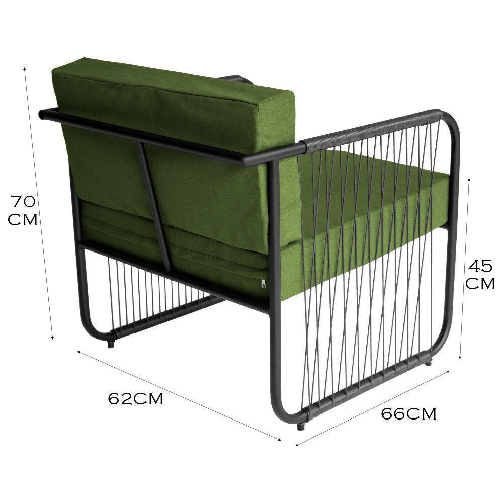 Conjunto 2 Poltronas área Externa Fibra Sintética Córdova Preto-verde - 4