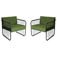 Conjunto 2 Poltronas área Externa Fibra Sintética Córdova Preto-verde - 1
