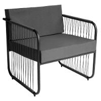 Conjunto 2 Poltronas E Mesa Centro Fibra Sintética Córdova Preto-cinza - 3