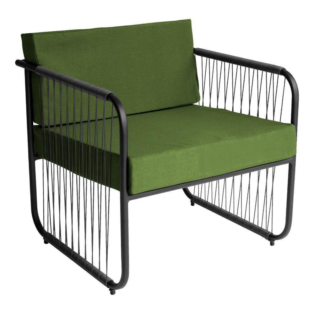 Conjunto 2 Poltronas E Mesa Centro Fibra Sintética Córdova Preto-verde - 4