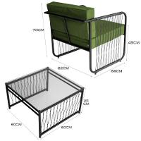 Conjunto 2 Poltronas E Mesa Centro Fibra Sintética Córdova Preto-verde - 2