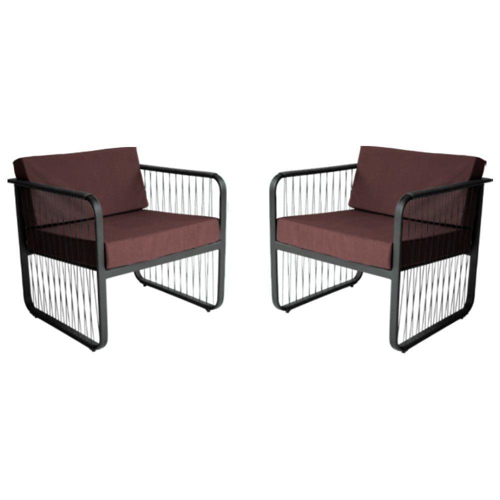 Conjunto 2 Poltronas área Externa Fibra Sintética Santiago Preto-marrom - 1