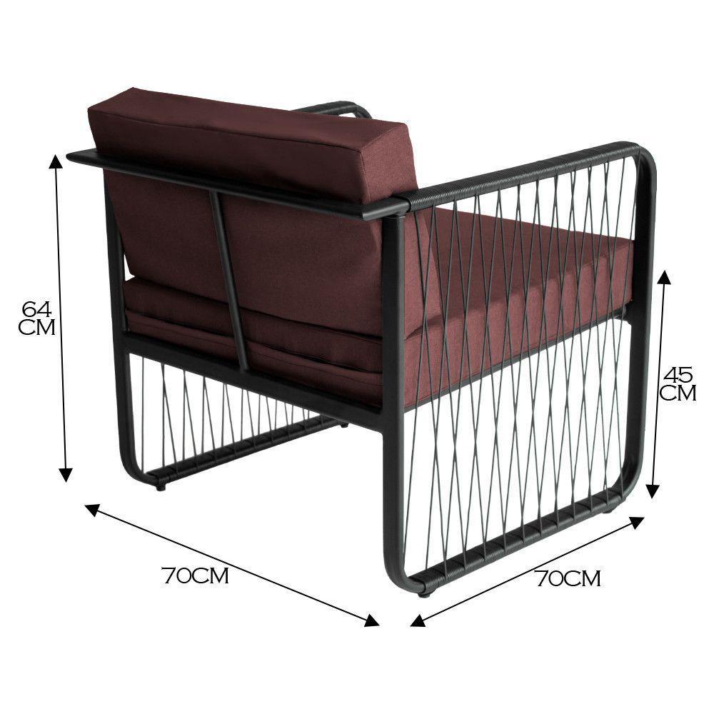 Conjunto 2 Poltronas área Externa Fibra Sintética Santiago Preto-marrom - 2