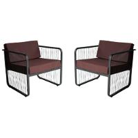 Conjunto 2 Poltronas área Externa Fibra Sintética Santiago Preto-marrom - 1