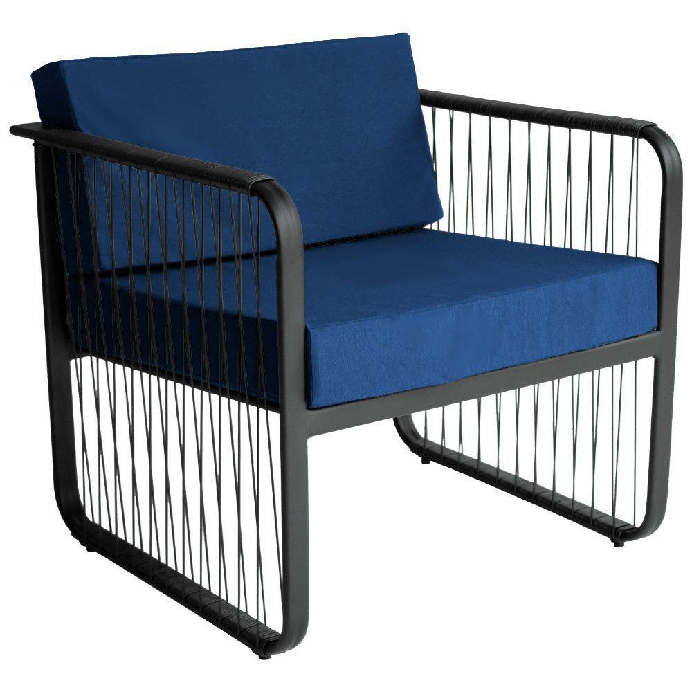 Conjunto 2 Poltronas área Externa Fibra Sintética Santiago Preto-azul - 4