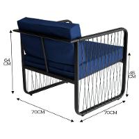 Conjunto 2 Poltronas área Externa Fibra Sintética Santiago Preto-azul - 2