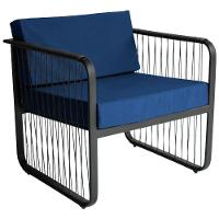 Conjunto 2 Poltronas área Externa Fibra Sintética Santiago Preto-azul