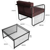 Conjunto 2 Poltronas E Mesa Centro Fibra Sintética Córdova Preto-marrom - 2