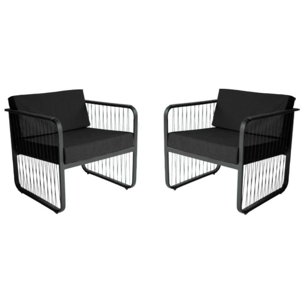 Conjunto 2 Poltronas área Externa Fibra Sintética Santiago Preto-preto - 1