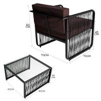 Conjunto 2 Poltronas E Mesa Centro Corda Náutica Santiago Preto-marrom - 2