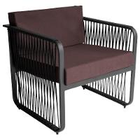 Conjunto 2 Poltronas E Mesa Centro Corda Náutica Santiago Preto-marrom