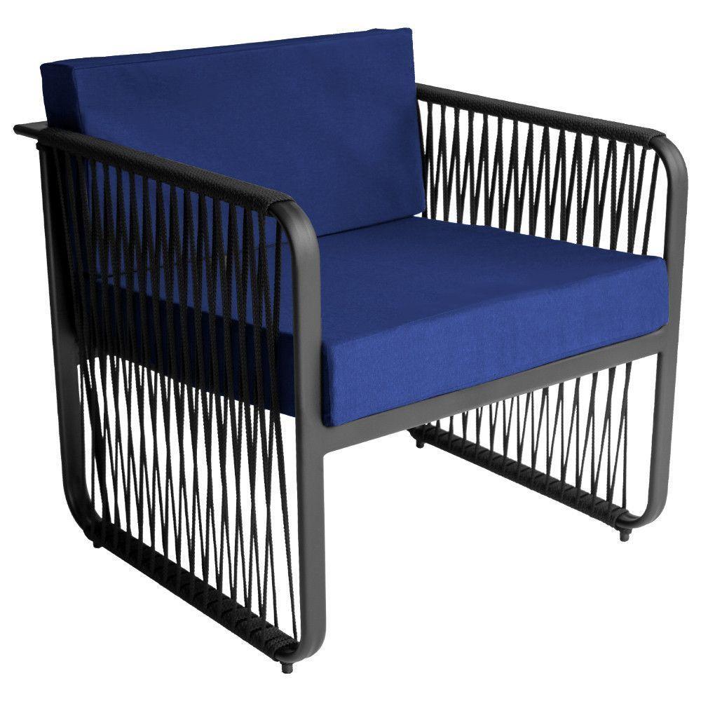 Conjunto 2 Poltronas E Mesa Centro Corda Náutica Santiago Preto-azul - 4
