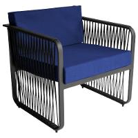 Conjunto 2 Poltronas E Mesa Centro Corda Náutica Santiago Preto-azul