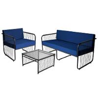 Conjunto 3 Peças Em Aço Carbono E Fibra Sintética Córdova Preto-azul - 1