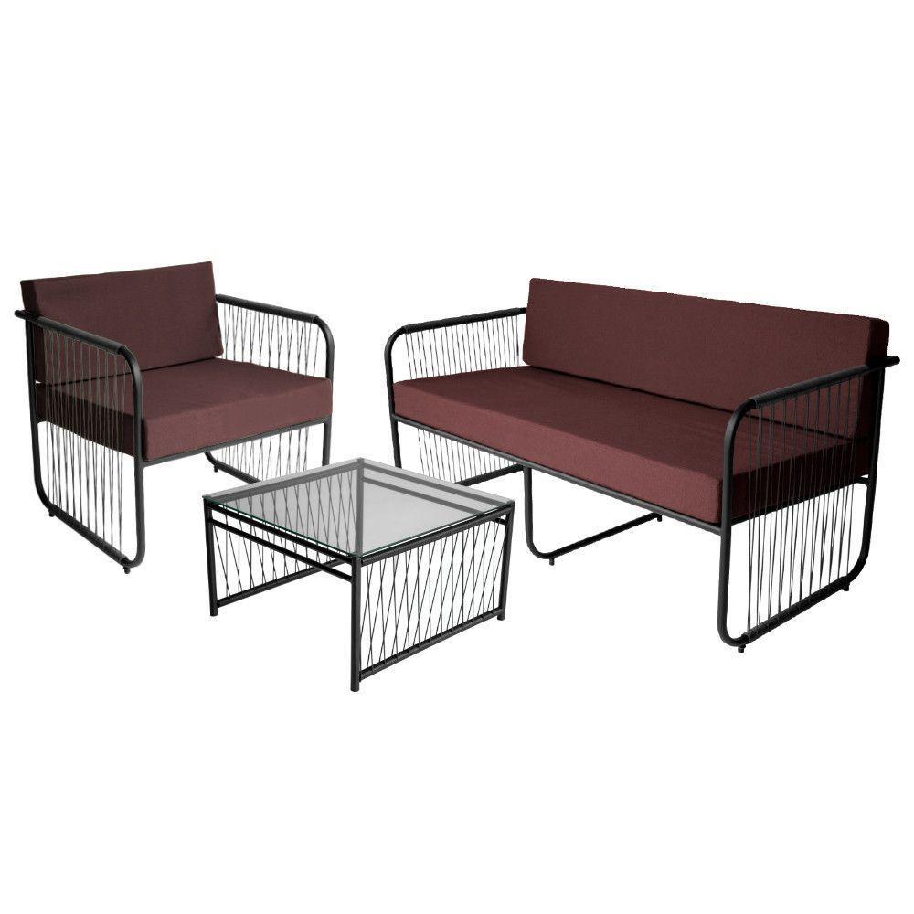 Conjunto 3 Peças Em Aço Carbono E Fibra Sintética Córdova Preto-marrom - 1