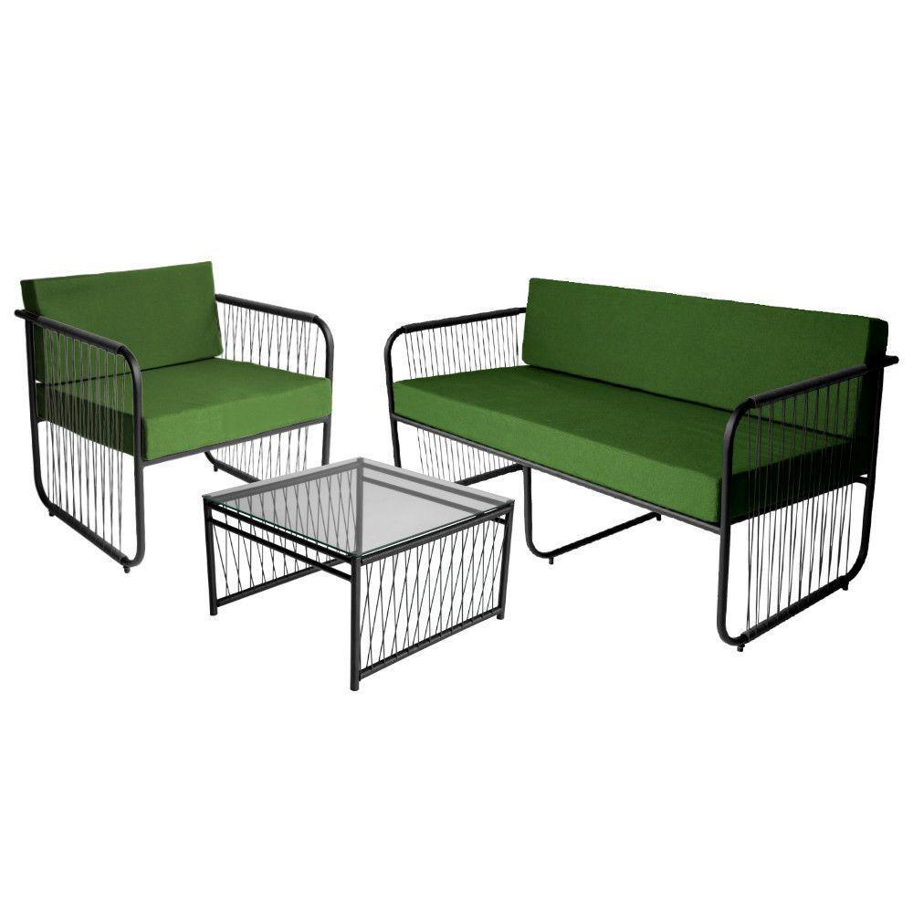 Conjunto 3 Peças Em Aço Carbono E Fibra Sintética Córdova Preto-verde - 1