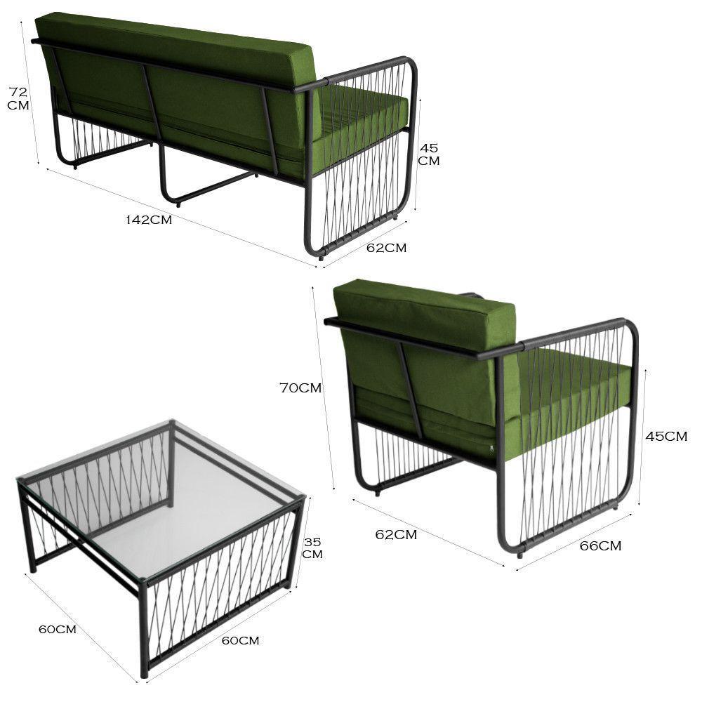 Conjunto 3 Peças Em Aço Carbono E Fibra Sintética Córdova Preto-verde - 2