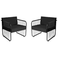Conjunto 2 Poltronas área Externa Fibra Sintética Córdova Preto-preto - 1