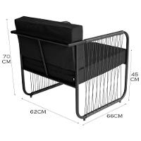 Conjunto 2 Poltronas área Externa Fibra Sintética Córdova Preto-preto - 3