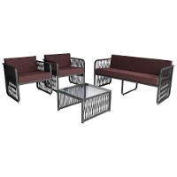 Conjunto 4 Peças Em Alumínio E Corda Náutica Santiago Preto marrom - 1