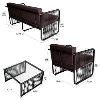 Conjunto 4 Peças Em Alumínio E Corda Náutica Santiago Preto marrom - 5