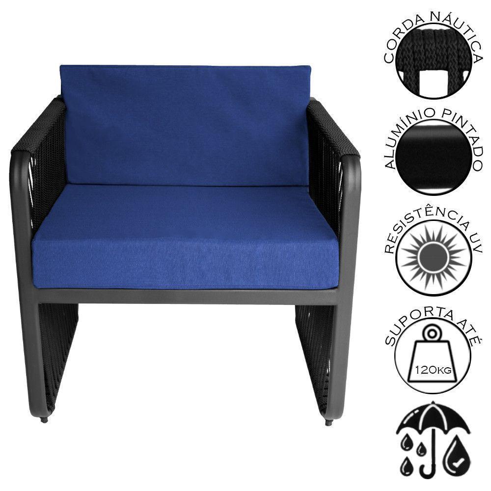Conjunto 4 Peças Em Alumínio E Corda Náutica Santiago Preto azul - 3