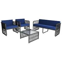 Conjunto 4 Peças Em Alumínio E Corda Náutica Santiago Preto azul - 1