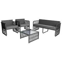 Conjunto 4 Peças Em Alumínio E Corda Náutica Santiago Preto cinza - 1