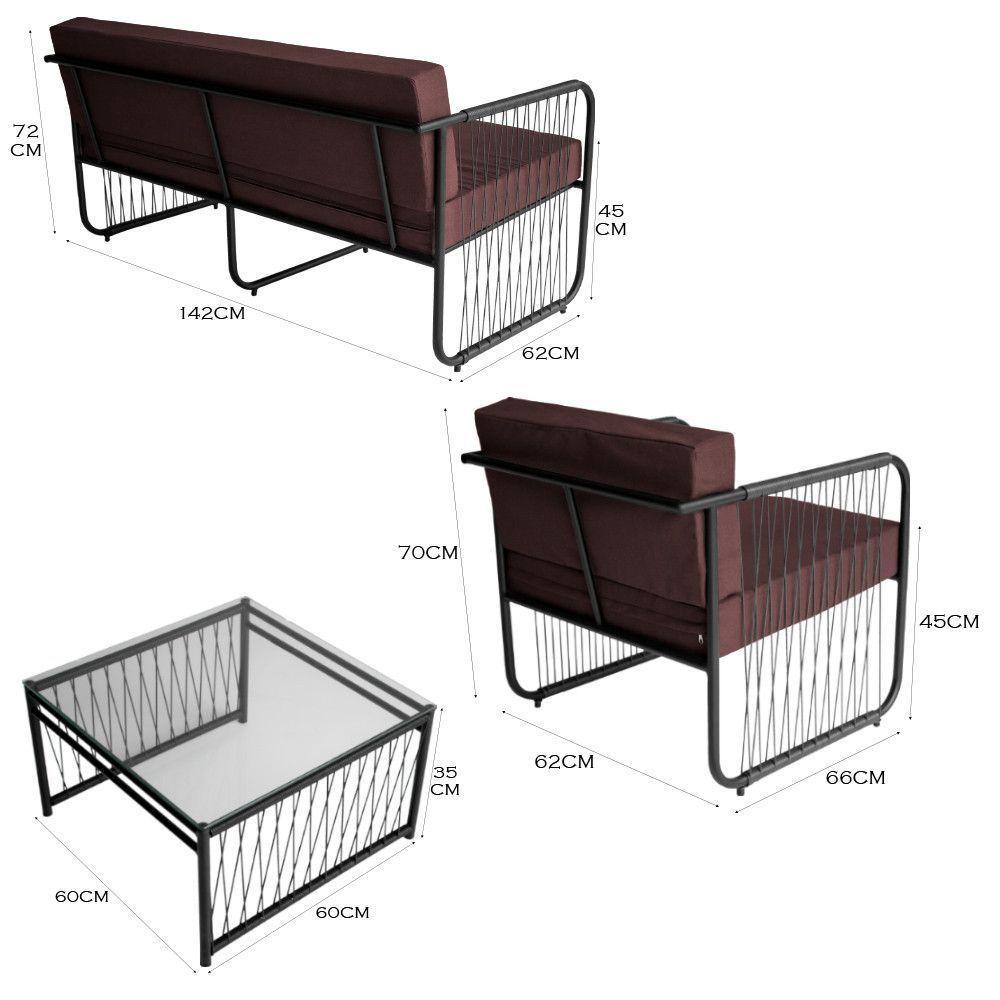 Conjunto 4 Peças Em Aço Carbono E Fibra Sintética Córdova Preto-marrom - 3