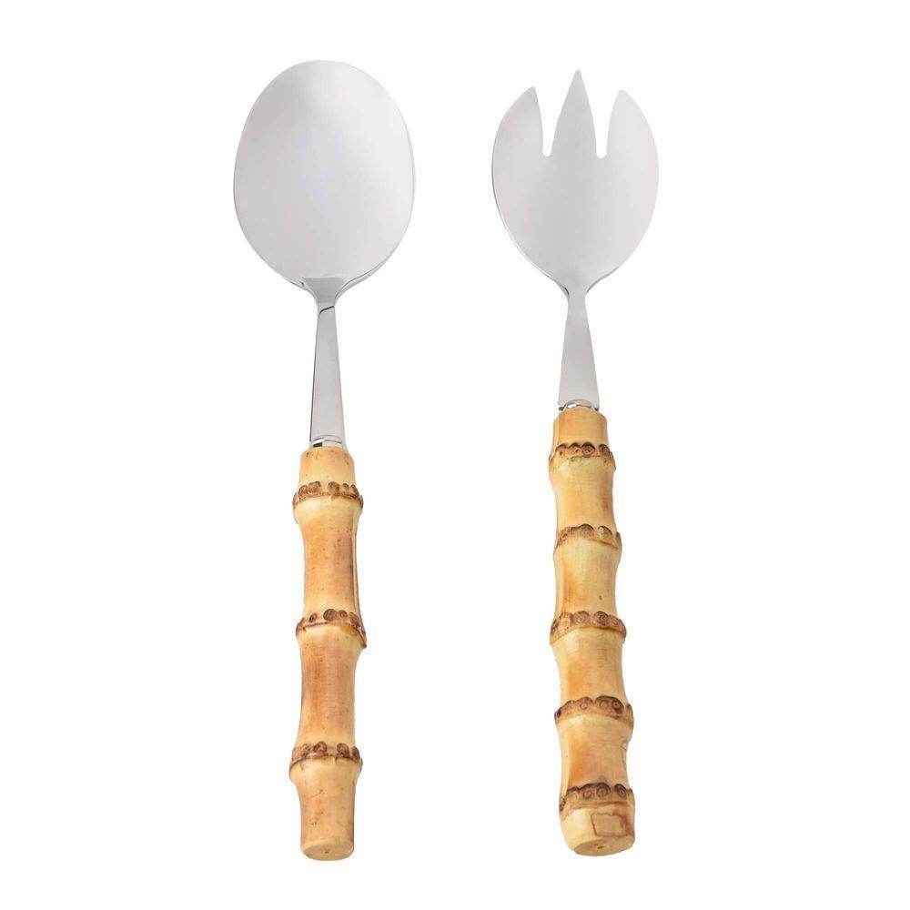Kit 2 Peças Com Colher E Garfo Para Salada Bamboo Real Kenya - 1