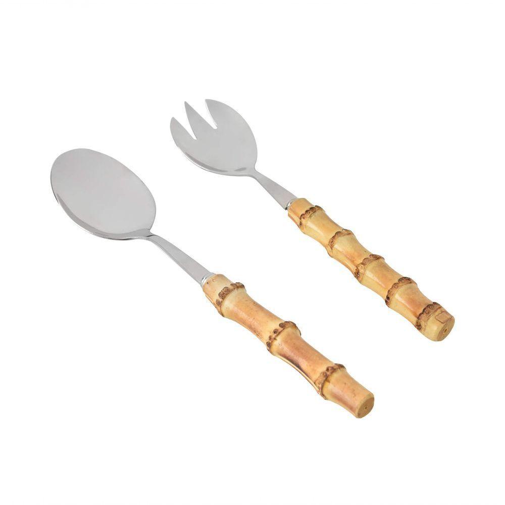 Kit 2 Peças Com Colher E Garfo Para Salada Bamboo Real Kenya - 2