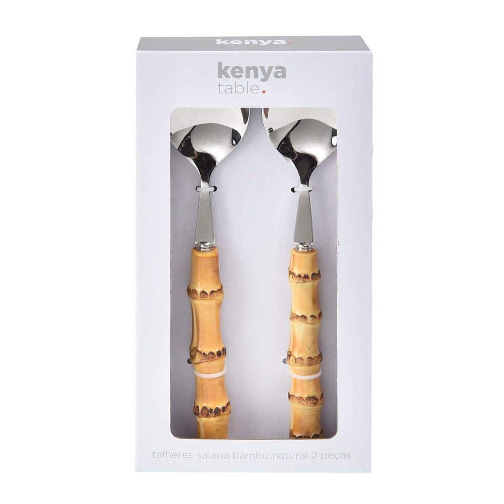 Kit 2 Peças Com Colher E Garfo Para Salada Bamboo Real Kenya - 4
