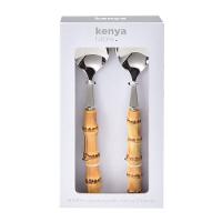 Kit 2 Peças Com Colher E Garfo Para Salada Bamboo Real Kenya