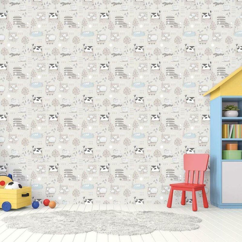 Papel De Parede Fazendinha G78375 Cinza Tiny Tots 2 - G78375 - 2