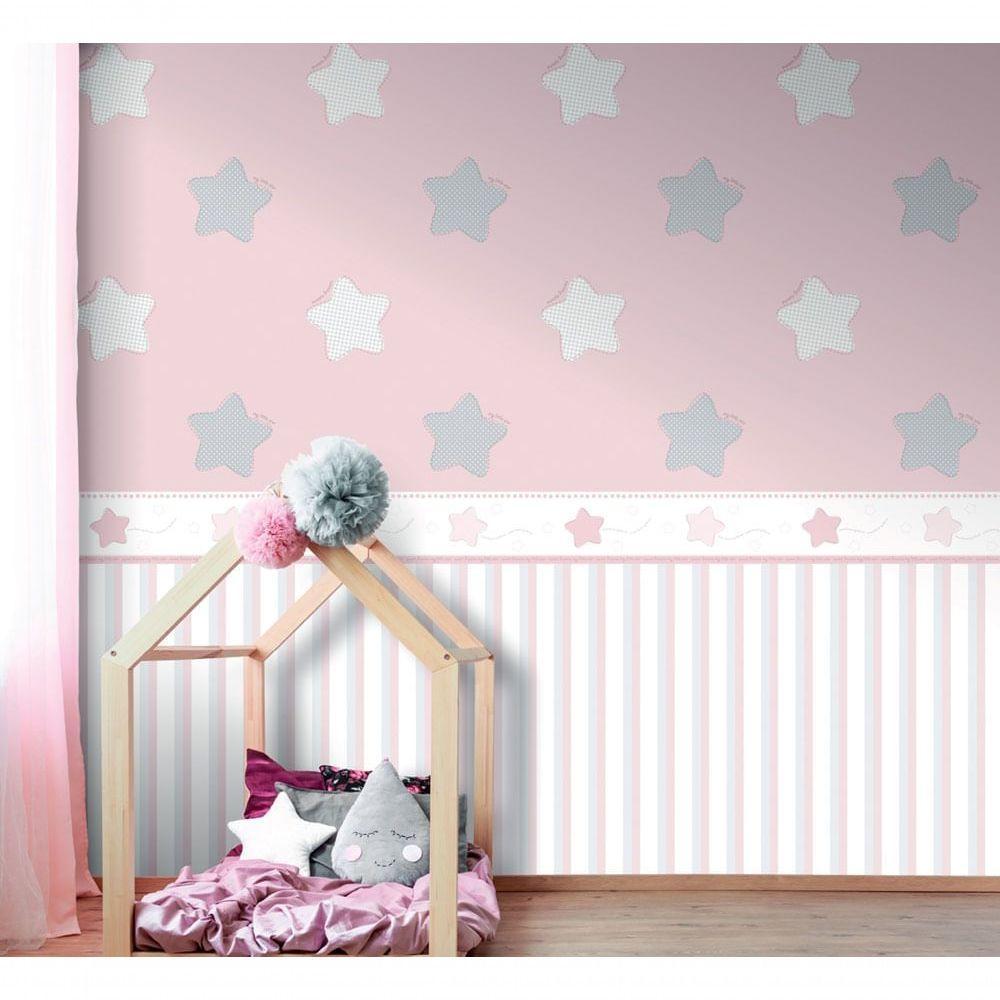 Papel De Parede Lullaby Listrado Rosa 2312 - Rolo 10m X 0,53m - 2