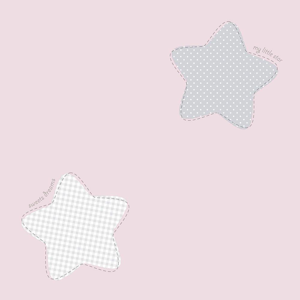 Papel De Parede Lullaby Estrela Polaris Rosa 2242 - Rolo 10m X 0,53m - 1