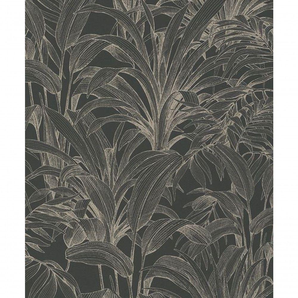 Papel De Parede Muse Folhagem Preto E Prata A51403 - 2