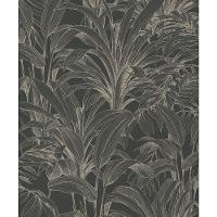 Papel De Parede Muse Folhagem Preto E Prata A51403 - 2