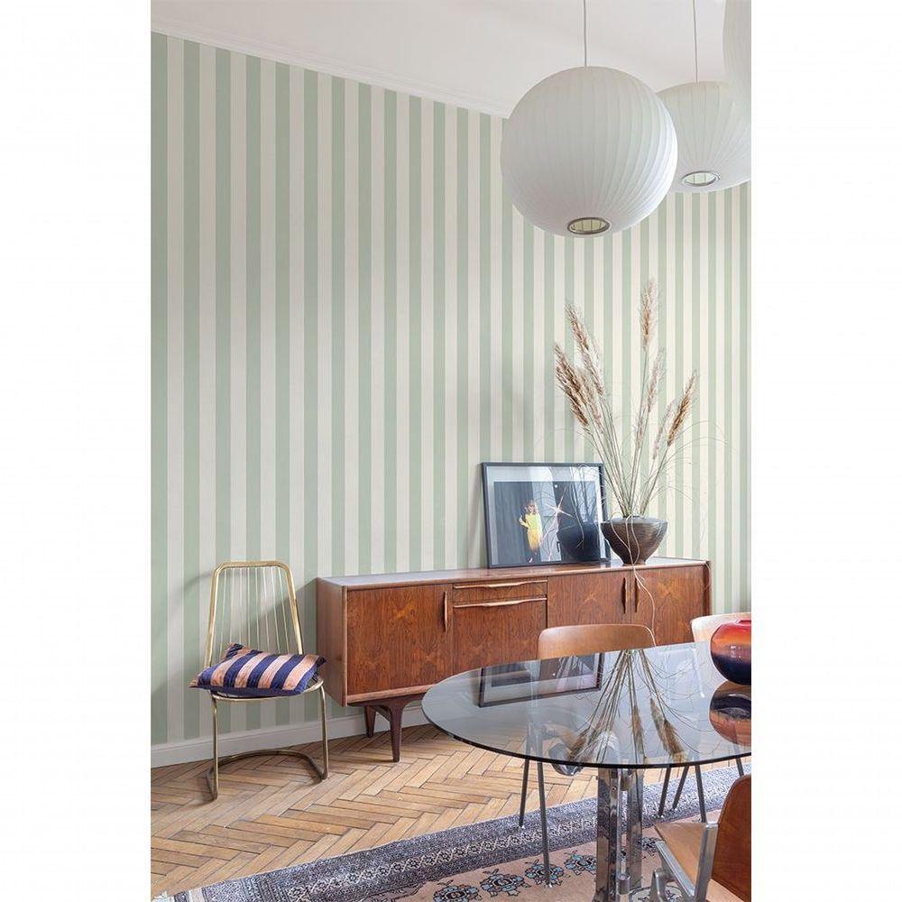 Papel De Parede Maison Listrado Verde Mn4009 - 1